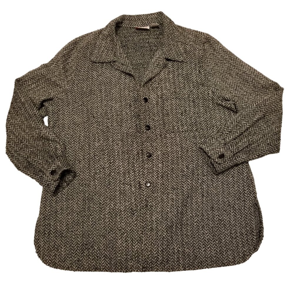 Vintage Tweed Black/White Button Up Shirt Shacket Alia Petites US 14 Large